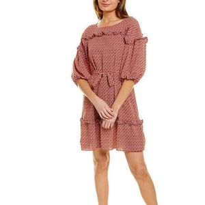Max Studio Ruffle Dress with Tie Belt
